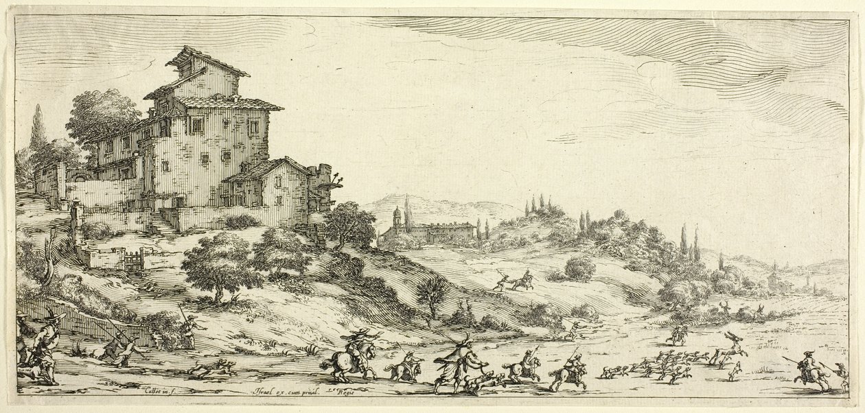 The Stag Hunt, de várias cenas projetadas em Florença de Jacques Callot