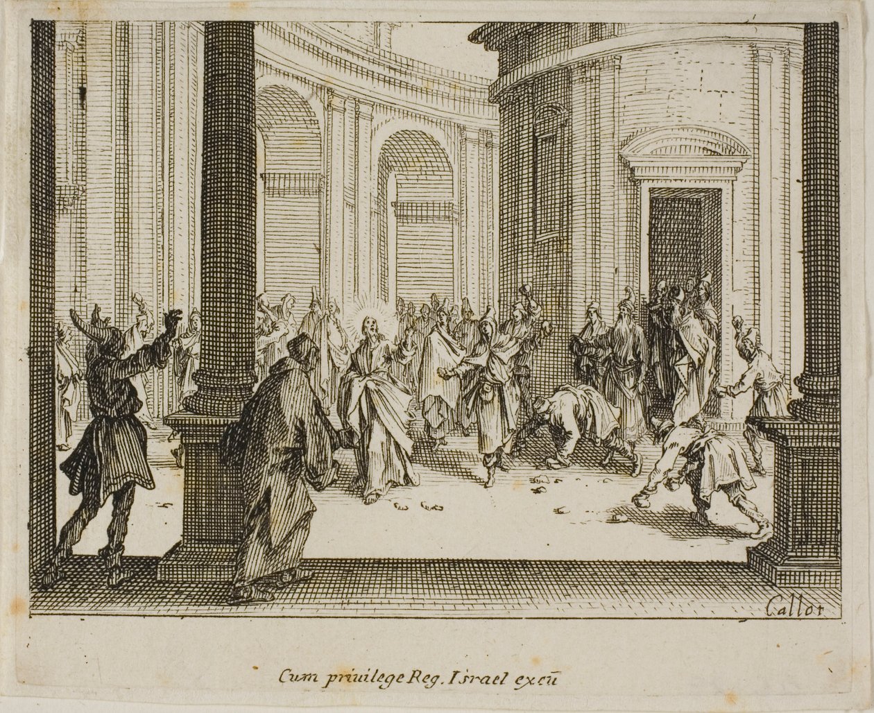 O apedrejamento de Jesus, do Novo Testamento de Jacques Callot