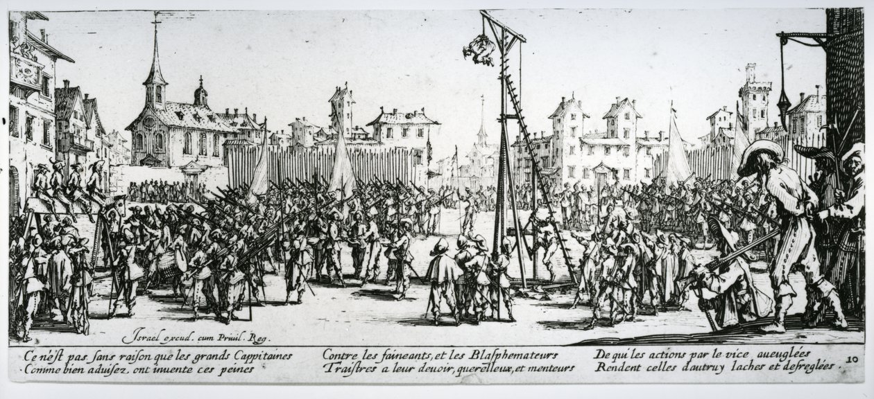 O Strappado, prato 10 de &39;The Miseries and Misfortunes of War&39;, gravado por Israel Henriet (c.1590-1661) 1633 de Jacques Callot