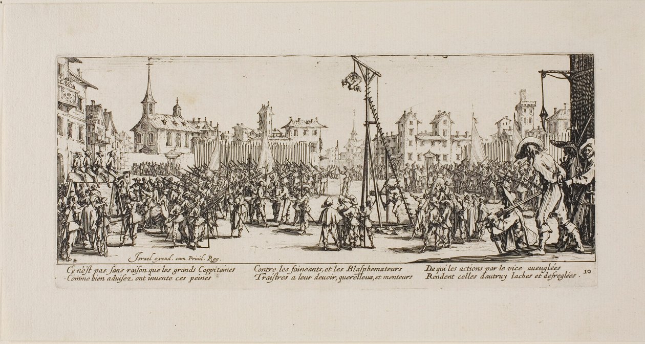 O Strappado, placa dez de The Miseries of War de Jacques Callot