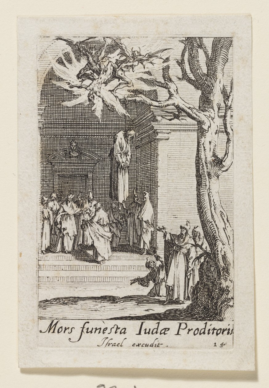 O suicídio de Judas, o traidor (Mors funesta Judae Proditoris) de Jacques Callot