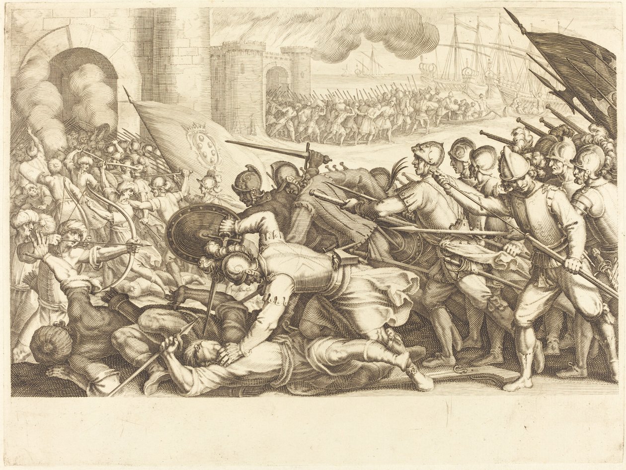 As tropas forçando o portão de uma cidade de Jacques Callot