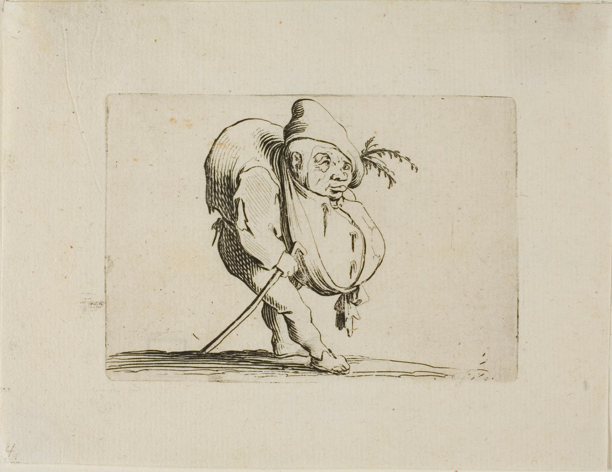O Desigual com uma Bengala, de Varie Figure Gobbi de Jacques Callot