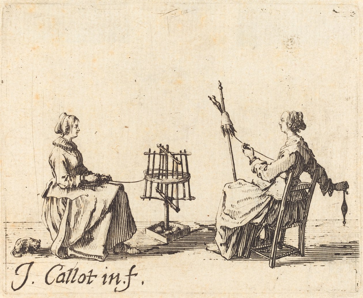 O Winder e o Spinner, c. 1623. de Jacques Callot