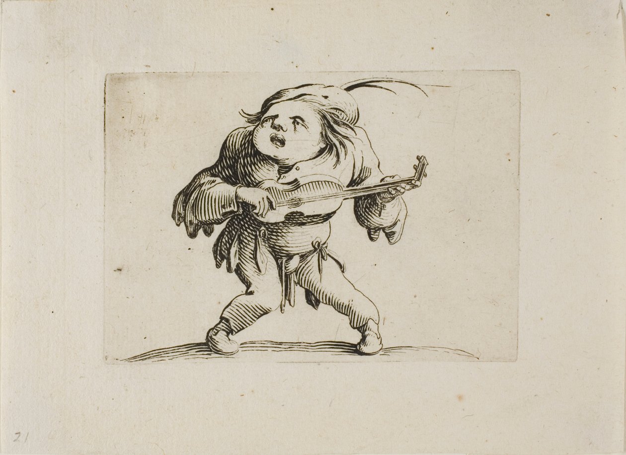 O Wobbly Man Tocando Guitarra, de Varie Figure Gobbi de Jacques Callot
