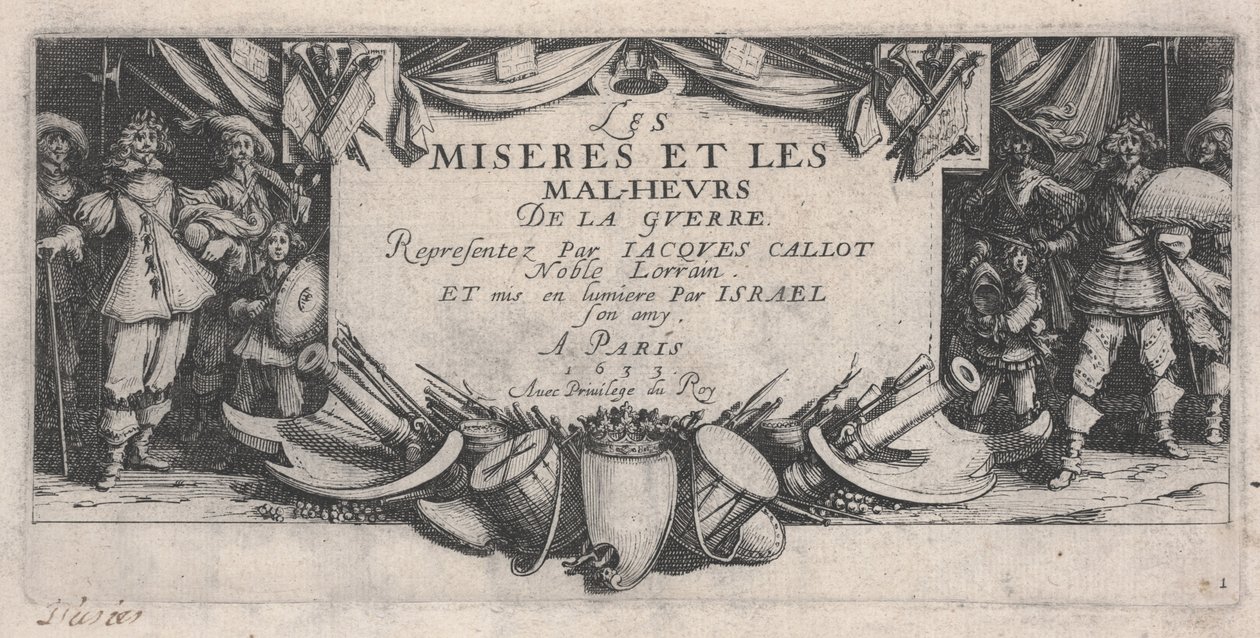 Página de título, As misérias da guerra de Jacques Callot