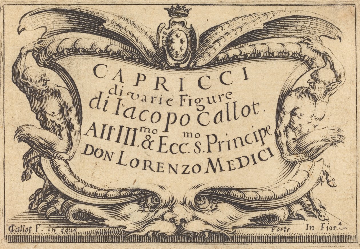 Folha de rosto para "O Capricci" de Jacques Callot