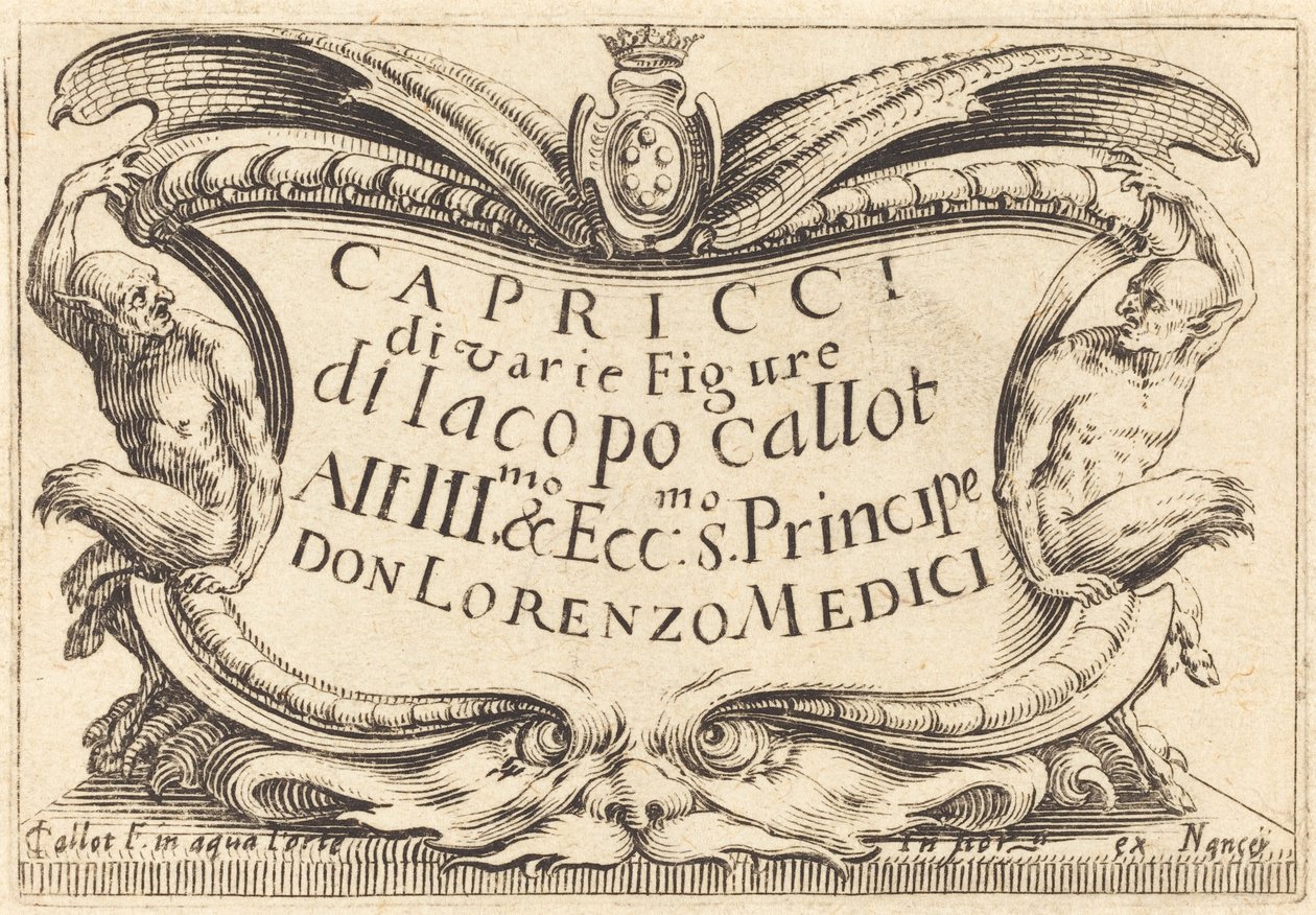 Folha de rosto para "O Capricci" de Jacques Callot