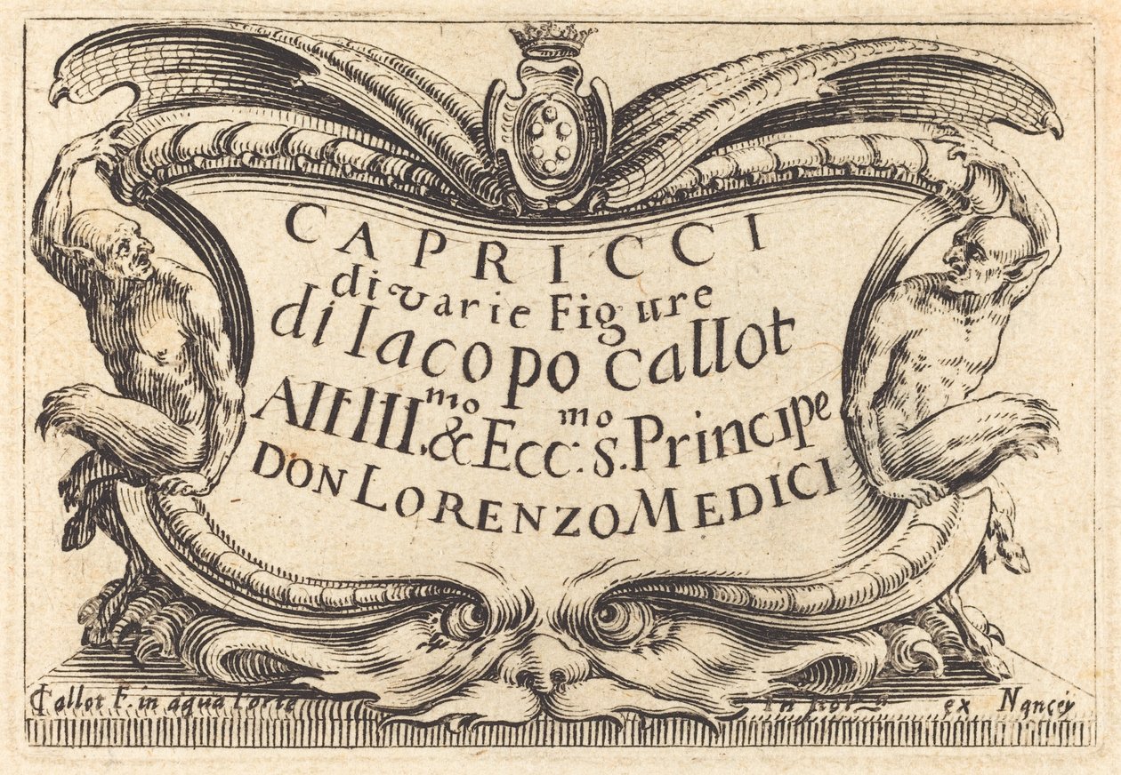 Página de rosto para "O Capricci" de Jacques Callot