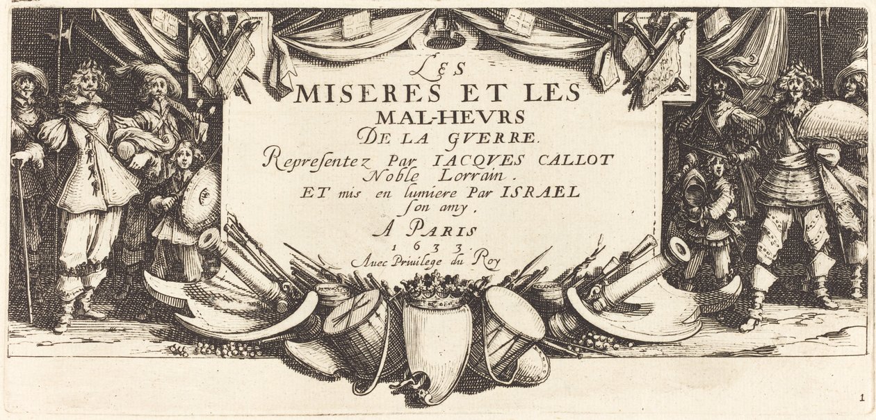 Página de rosto para "As Grandes Misérias da Guerra" de Jacques Callot