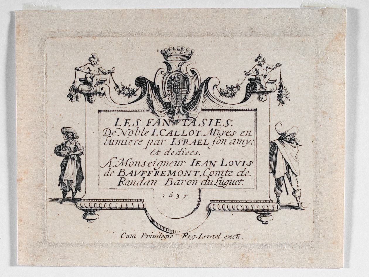 Página de título de Les Fantaisies ... (gravura) de Jacques Callot