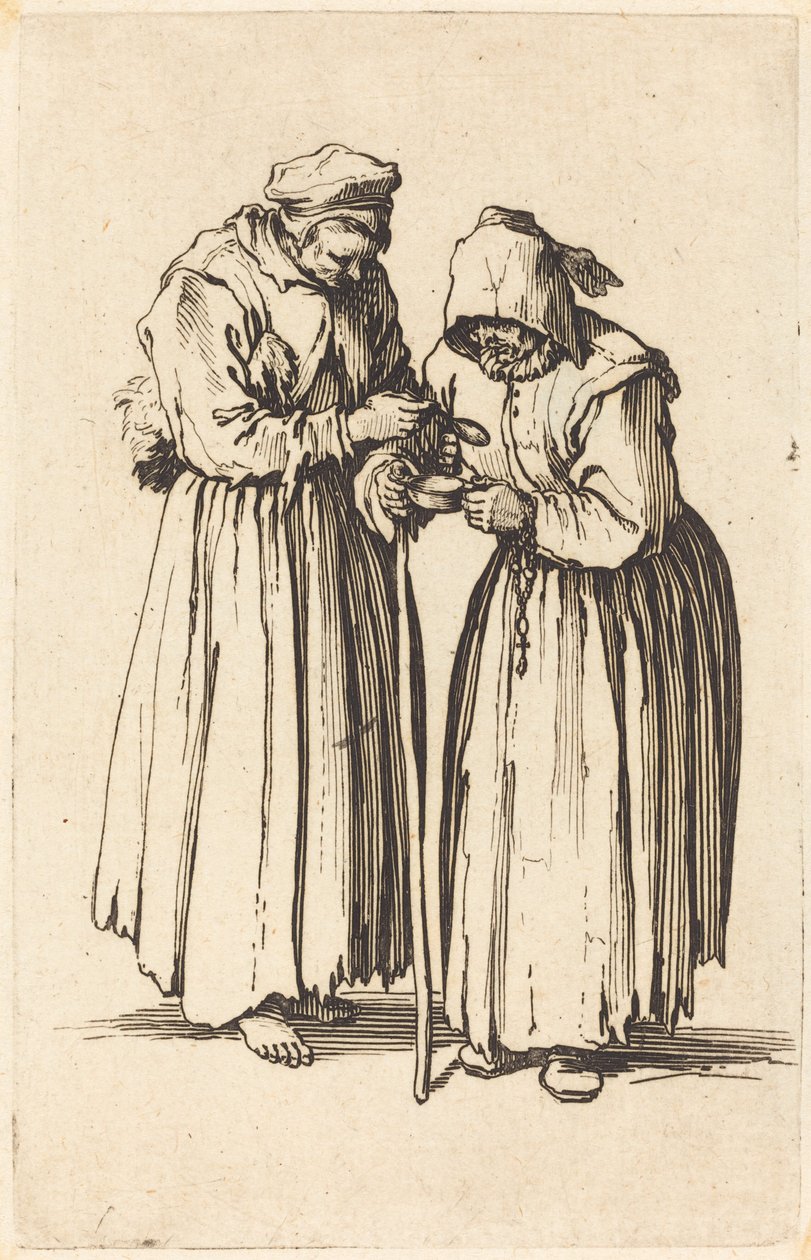 Duas mendigas, c. 1622. de Jacques Callot