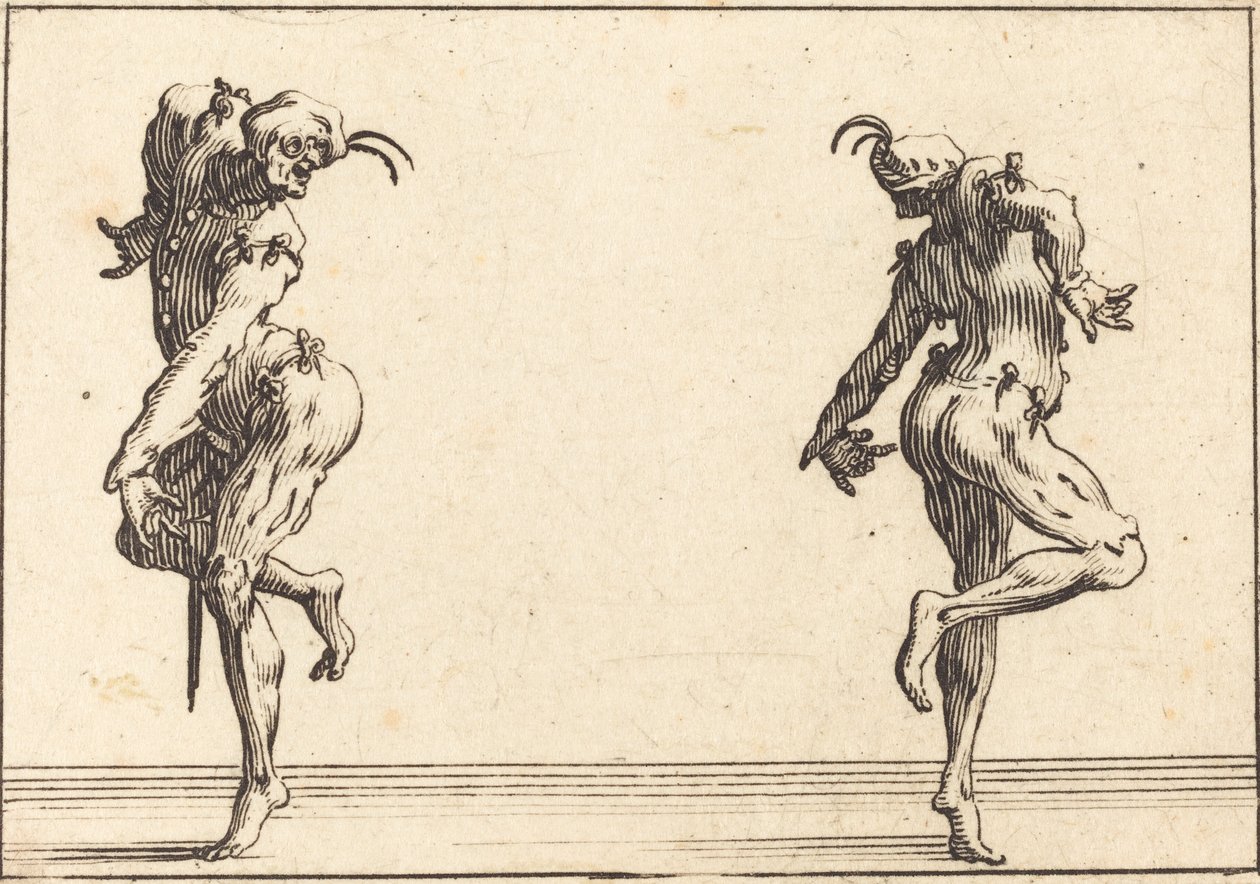 Duas Pantalonas Dançando de Jacques Callot