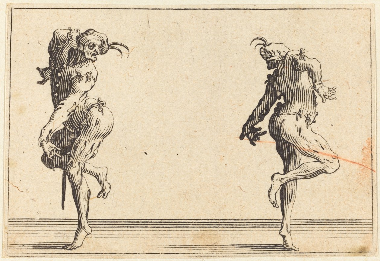 Duas Pantalonas Dançando de Jacques Callot