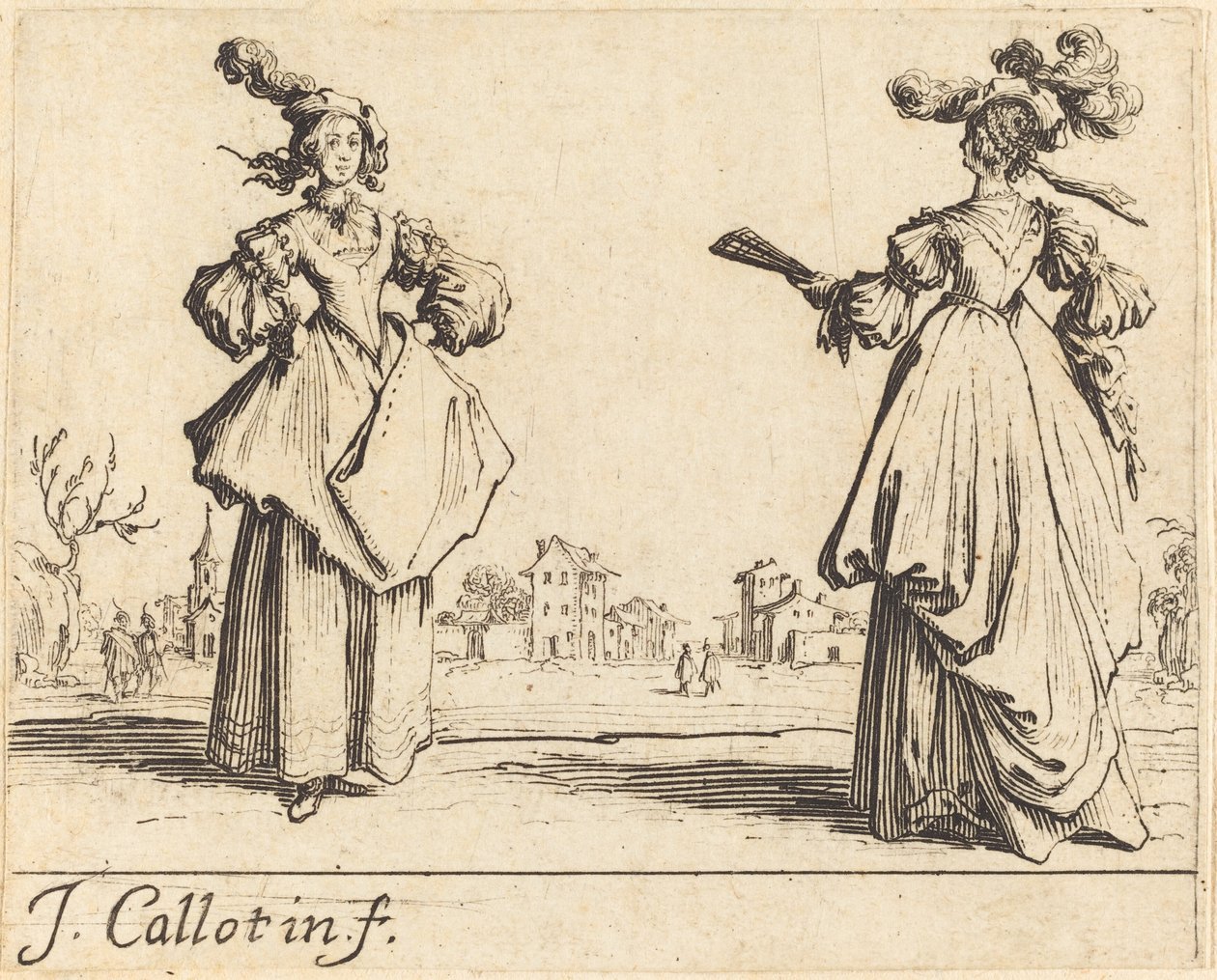 Duas mulheres da sociedade de Jacques Callot