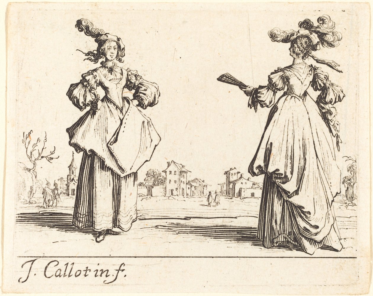 Duas mulheres da sociedade de Jacques Callot