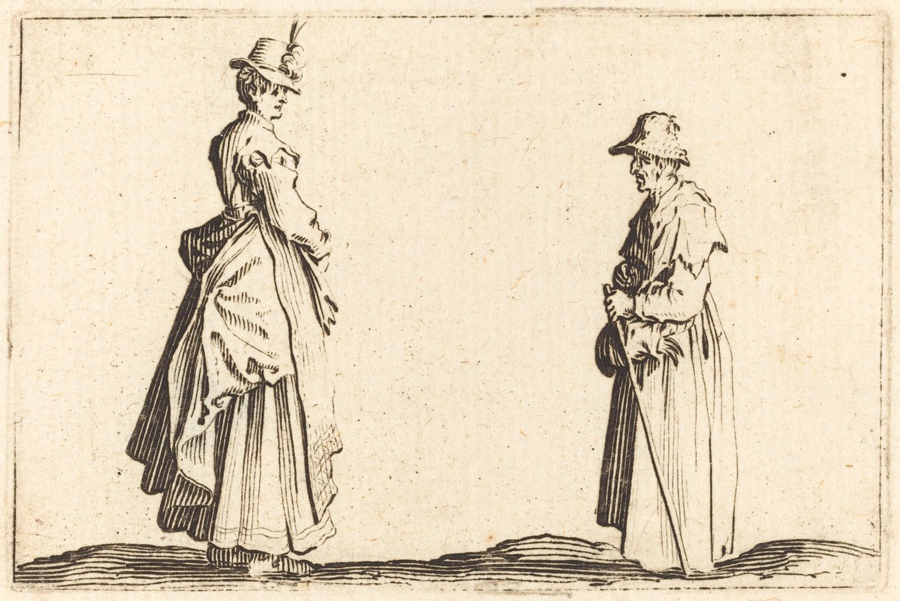 Duas mulheres de perfil, c. 1622. de Jacques Callot
