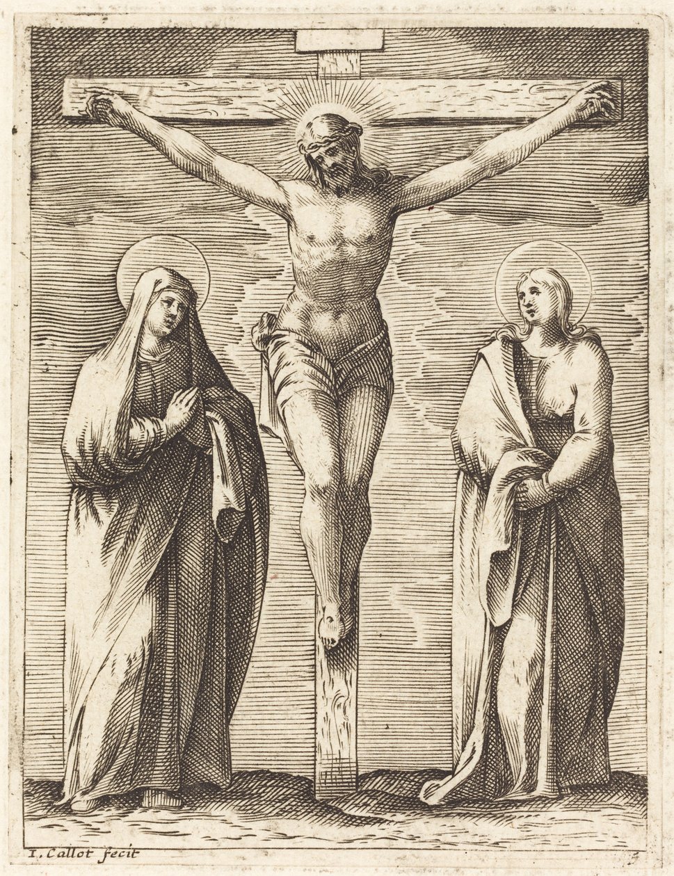 A Virgem e São João aos pés da cruz de Jacques Callot