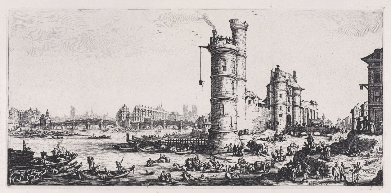 Vista do Pont-Neuf (View of the Pont-Neuf), de «Les Deux Grandes Vues de Paris» (As Duas Grandes Vistas de Paris) de Jacques Callot