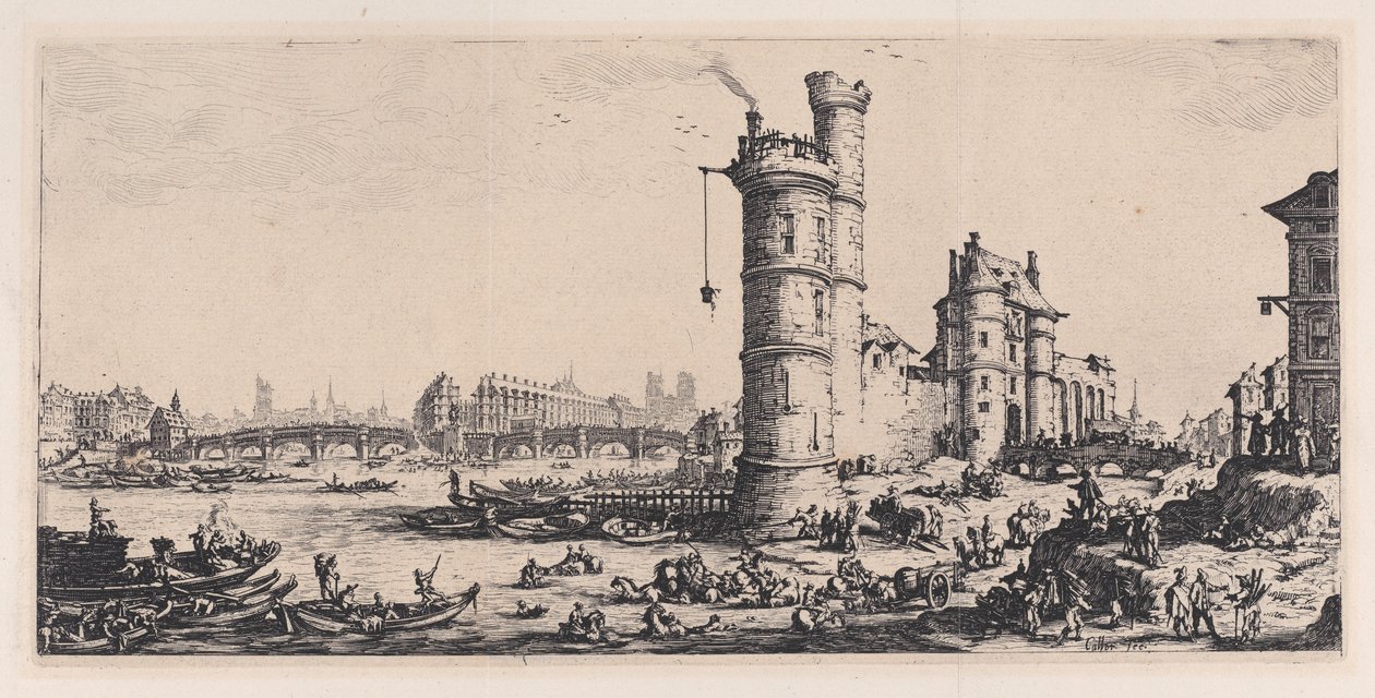 Vista do Pont-Neuf (View of the Pont-Neuf), de «Les Deux Grandes Vues de Paris» (As Duas Grandes Vistas de Paris) de Jacques Callot