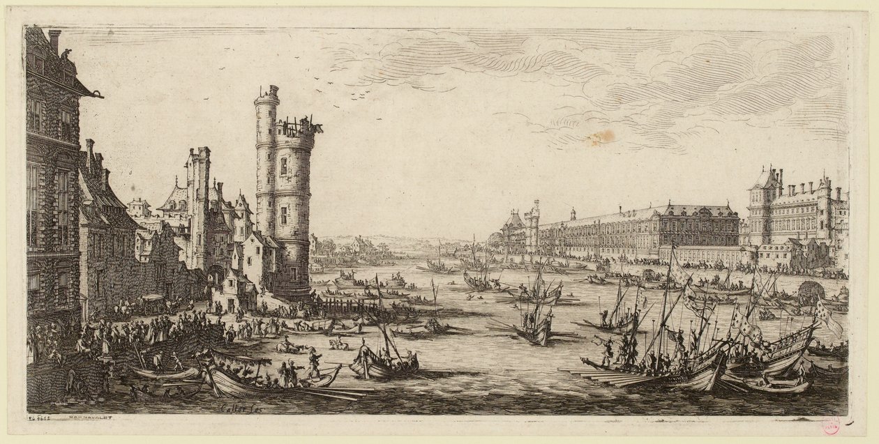 Vista do Louvre e da antiga Porte de Nesle (IFF 667). de Jacques Callot