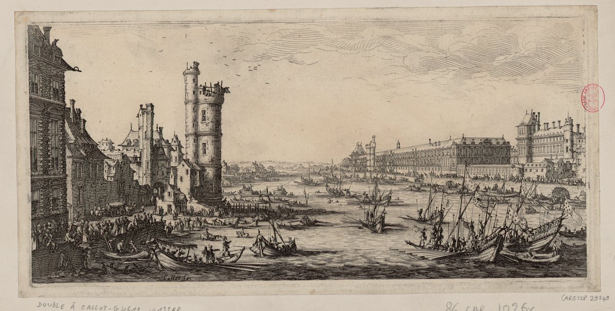 Vista do Louvre e da antiga Porte de Nesle de Jacques Callot