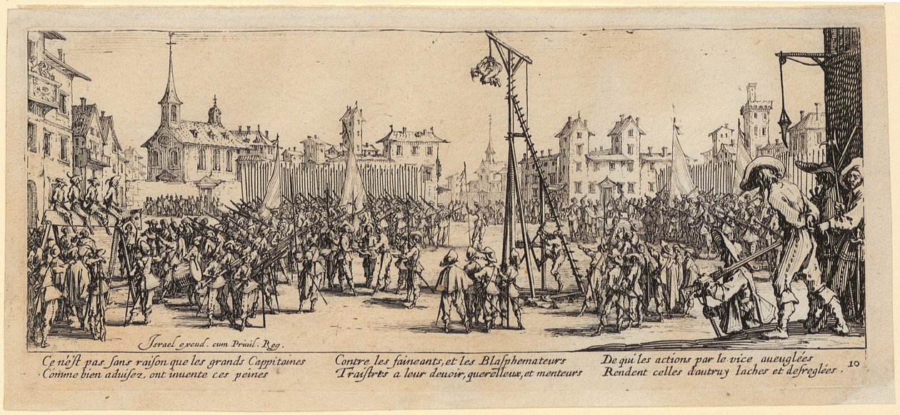 Wippgalgen, folha 10 da série «Os Cinzentos da Guerra» de Jacques Callot