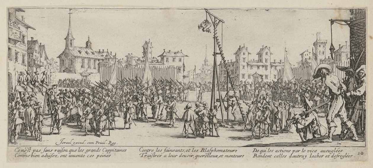 Wippgalgen, folha 10 da série «Os horrores da guerra» de Jacques Callot