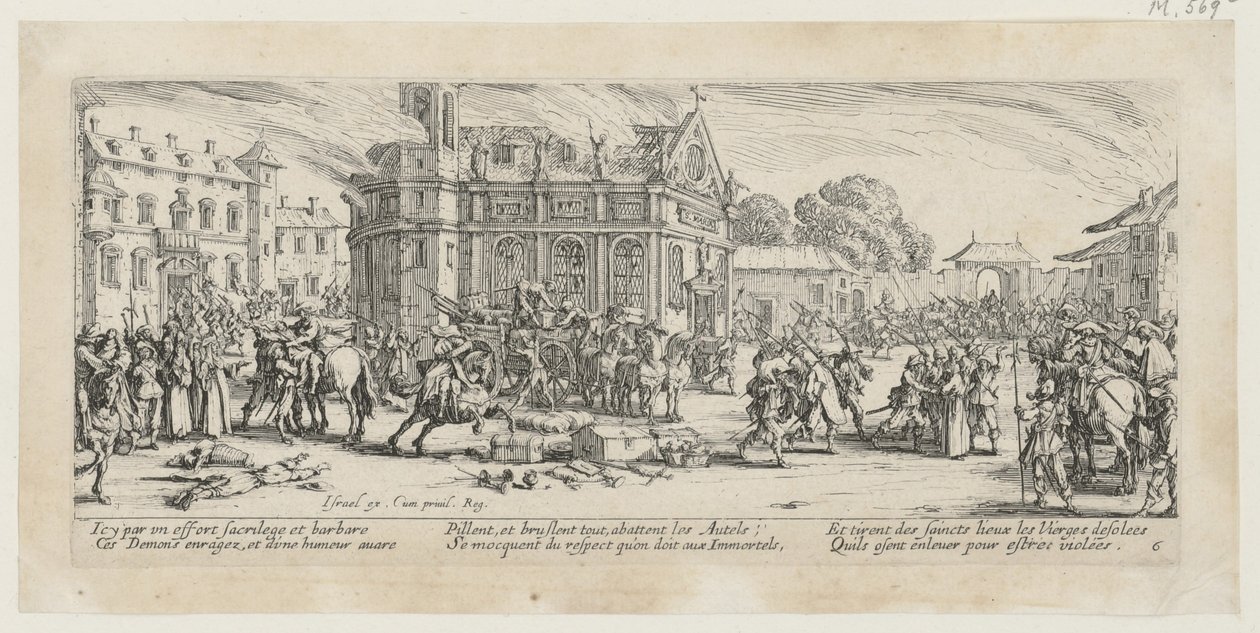 Destruição de um mosteiro, folha 6 da série «Os horrores da guerra» de Jacques Callot