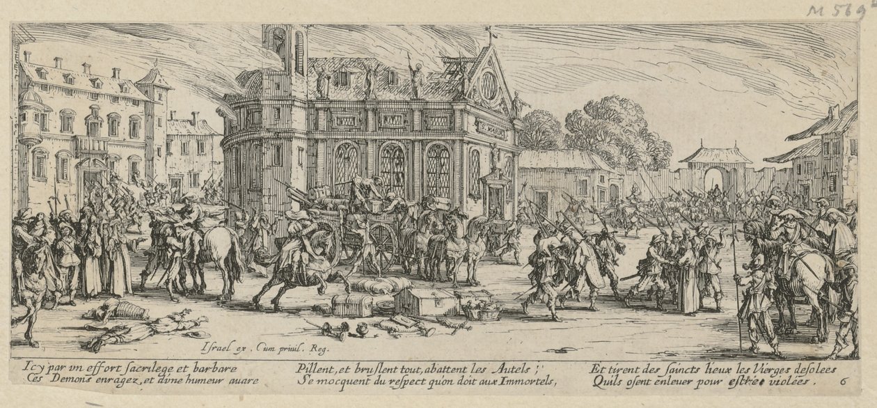 Destruição de um mosteiro, prancha 6 da série «Misérias da guerra» de Jacques Callot