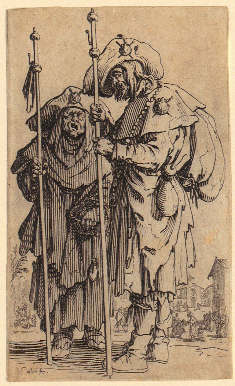 Dois peregrinos, prancha 3 da série «Os mendigos» de Jacques Callot