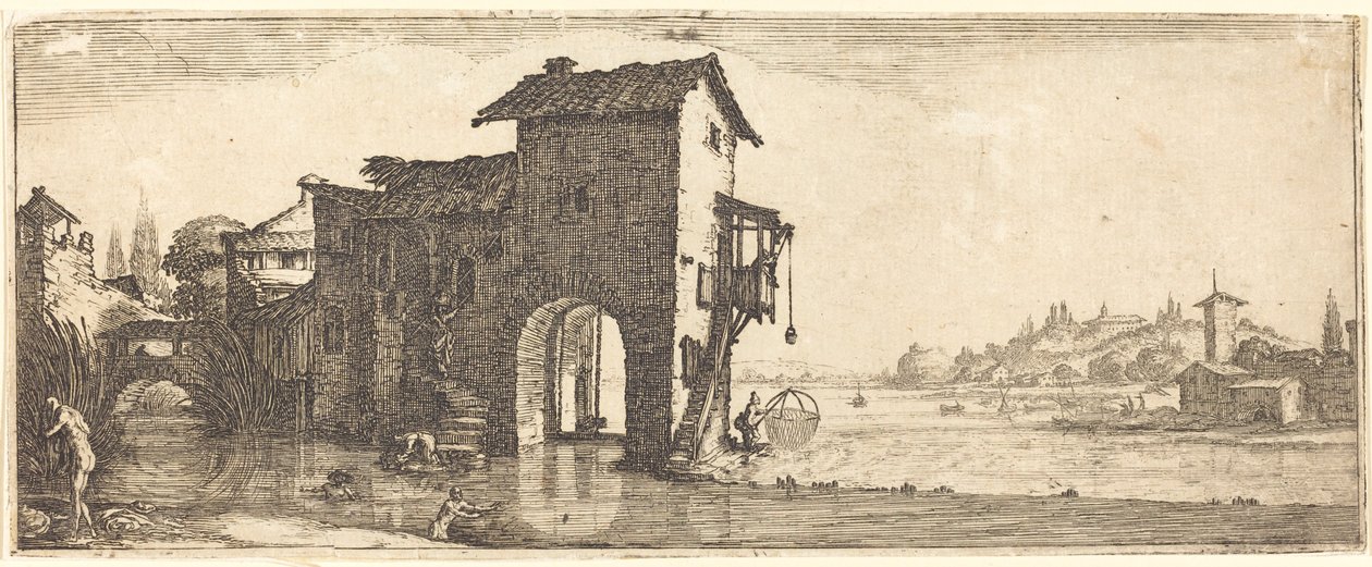 O moinho de água de Jacques Callot or Follower of Jacques Callot