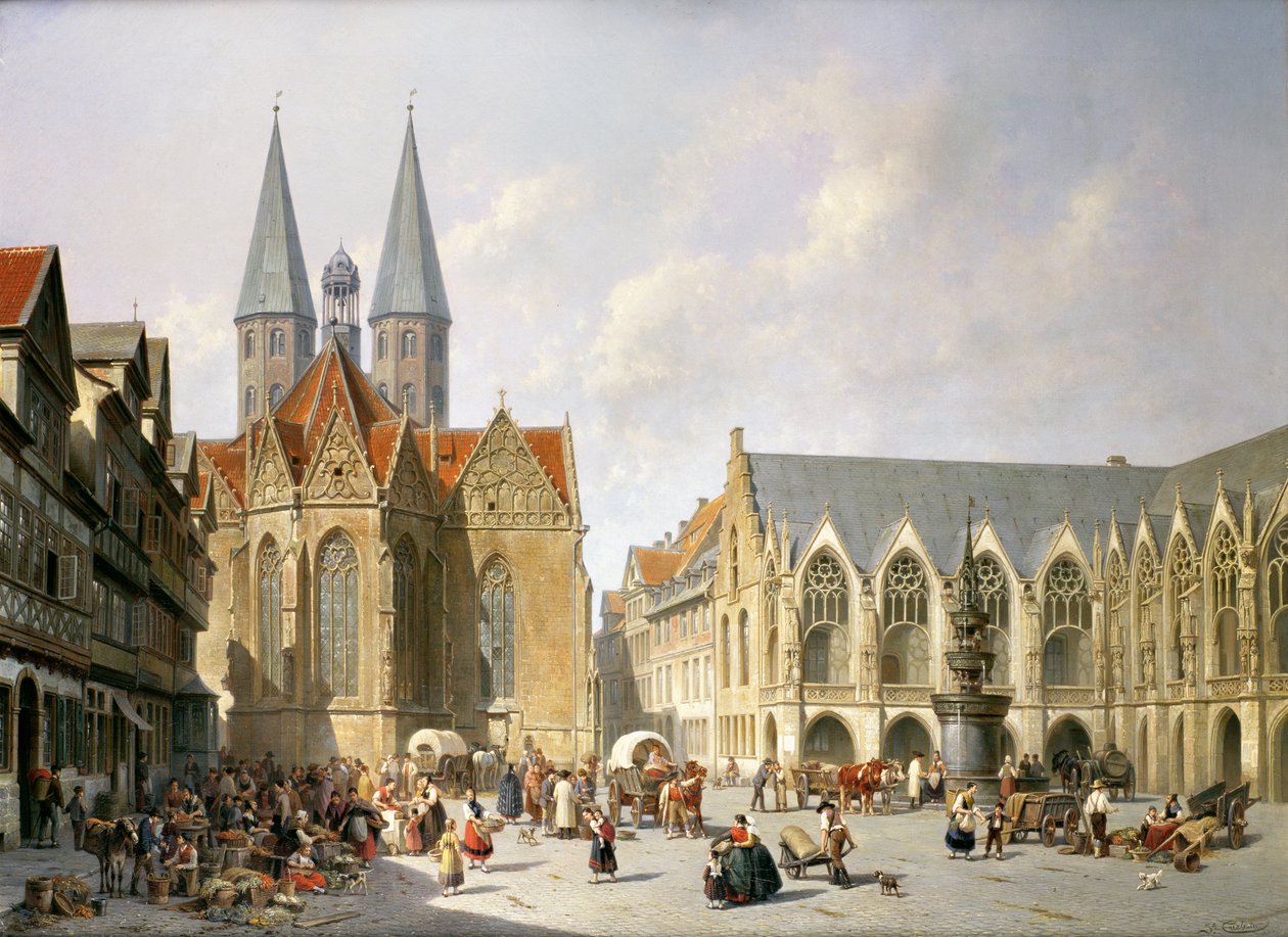 Praça do mercado da cidade velha, Brunswick, 1890 de Jacques Carabain