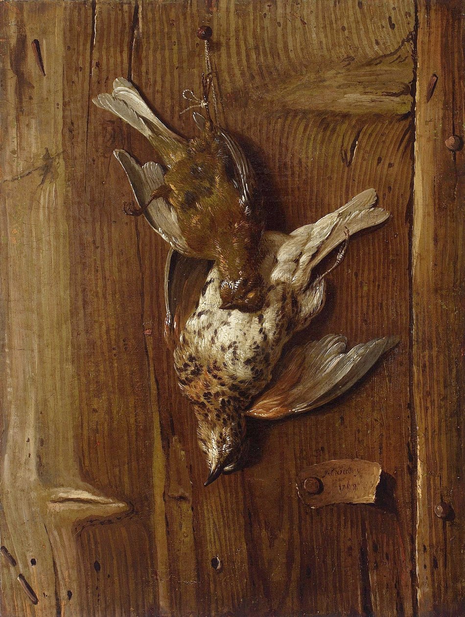 Aves mortas (tordos e alcaravões) de Jacques Charles Oudry