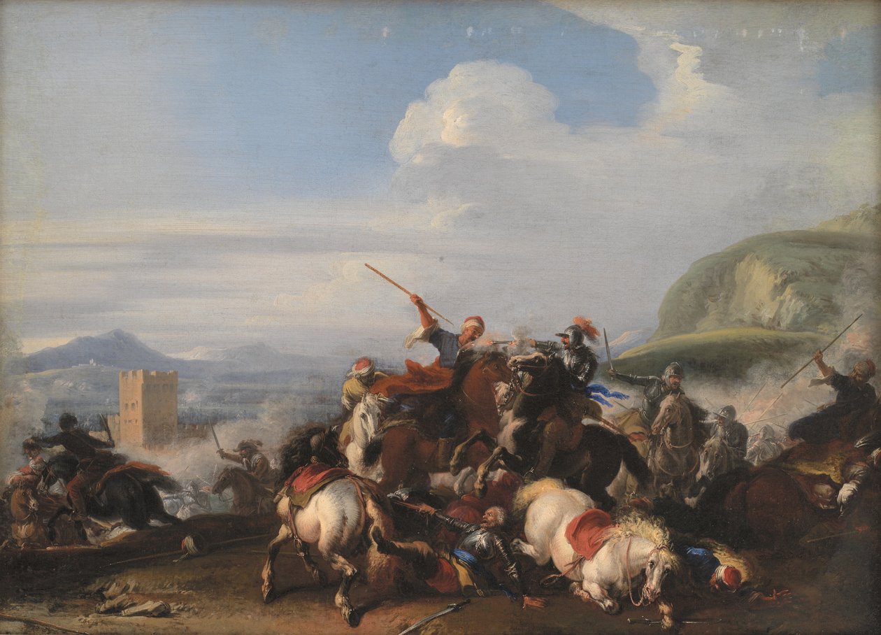 Cena de batalha com cavalaria turca de Jacques Courtois