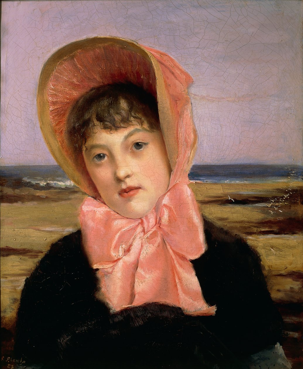Menina com chapéu cor-de-rosa de Jacques Emile Blanche