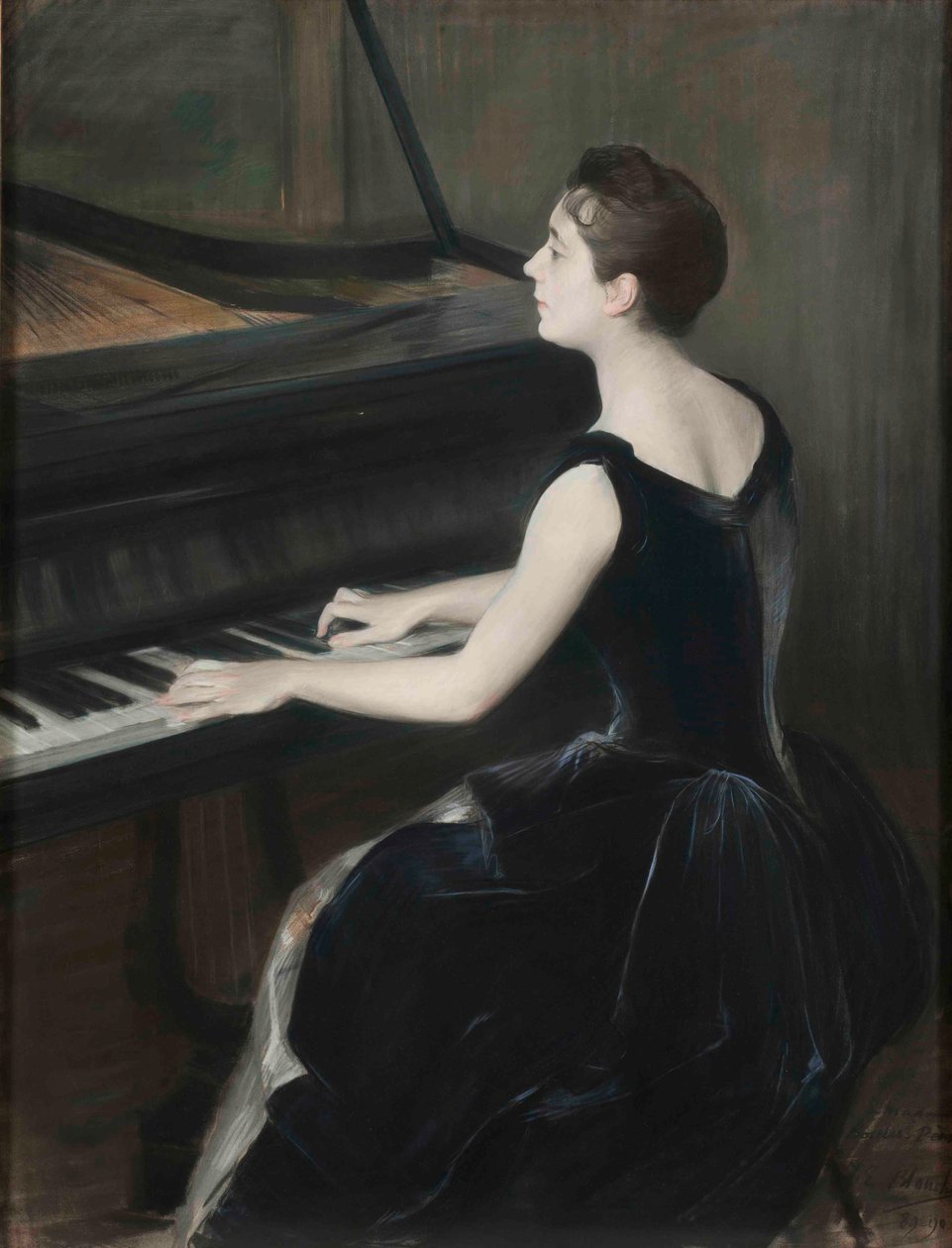 Retrato do pianista Léontine Bordes-Pène 1858-1924, 1889-1890. de Jacques Emile Blanche
