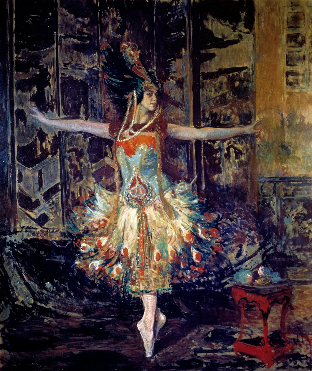 A bailarina russa Tamara Karsavina (1885-1978) no ballet "Fire Bird" composto por Igor Stravinsky (Stravinsky de Jacques Emile Blanche