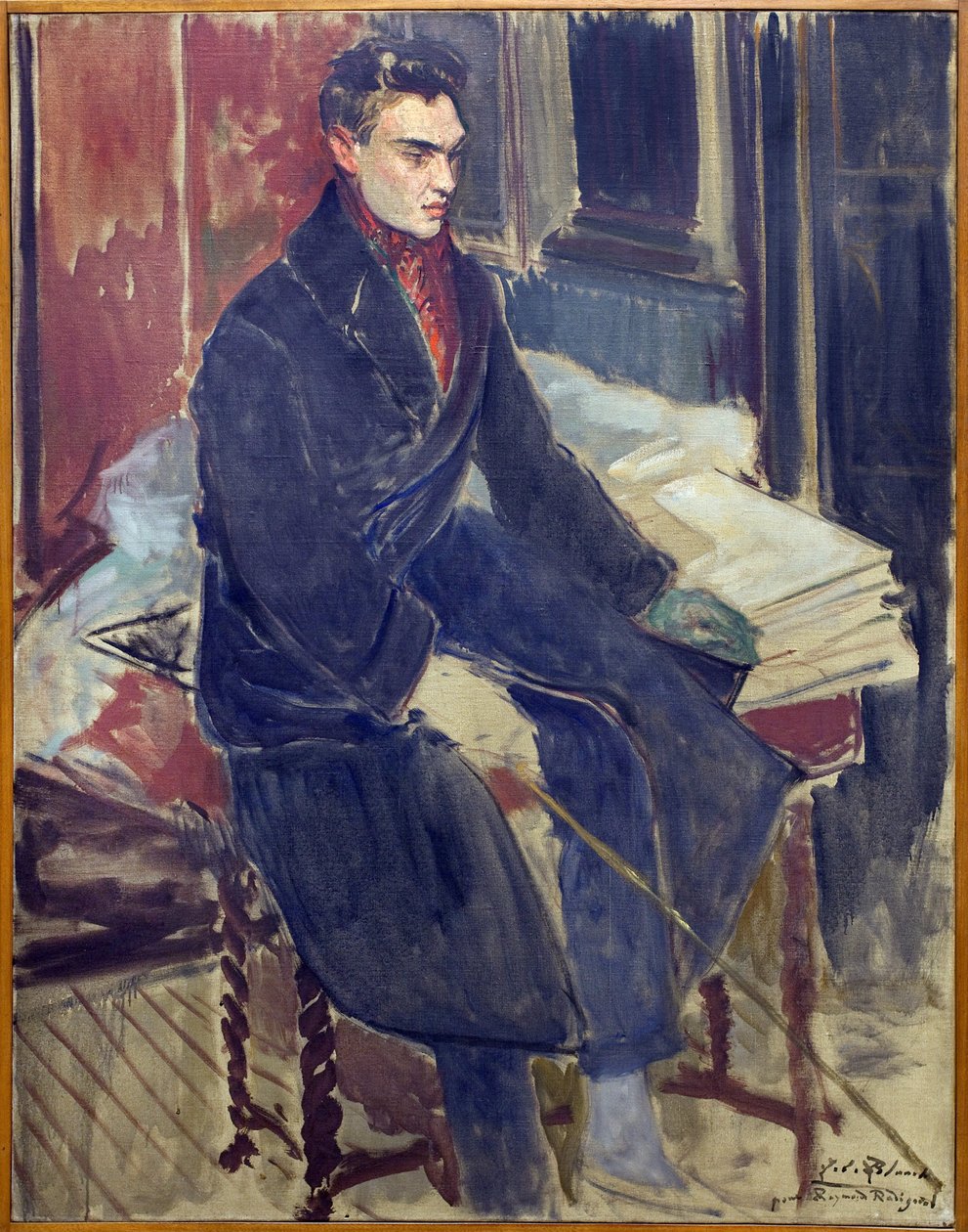 Estudo para o retrato em pé por Raymond Radiguet (1903-1923). Pintura de Jacques Emile Blanche (1861-1942), óleo sobre tela, arte francesa do século XX. Musee des beaux arts de Rouen. de Jacques Emile Blanche