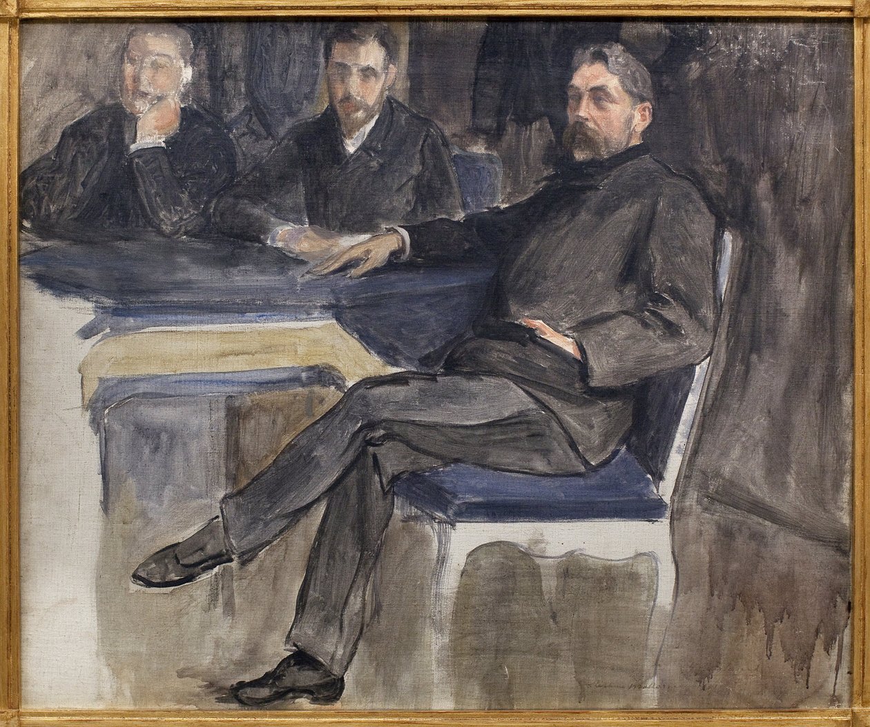 Estudo para o retrato de Stephane Mallarme (1842-1898) e seus amigos de La Revue Independante. Pintura de Jacques Emile Blanche (1861-1942), óleo sobre tela de Jacques Emile Blanche