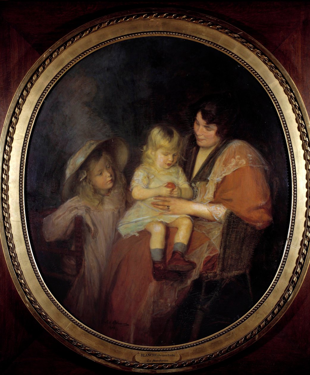 Tangerin Uma mãe e os seus dois filhos. Pintura de Jacques Emile (Jacques-Emile) Blanche (1861-1942) 1898 Sun. 1,4x1,2 m. Paris, Musee du petit Palais de Jacques Emile Blanche