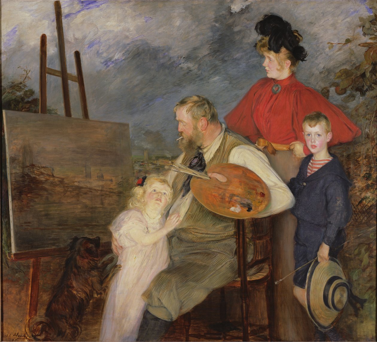 O pintor Thaulow e seus filhos, ou a família Thaulow, 1895 de Jacques Emile Blanche