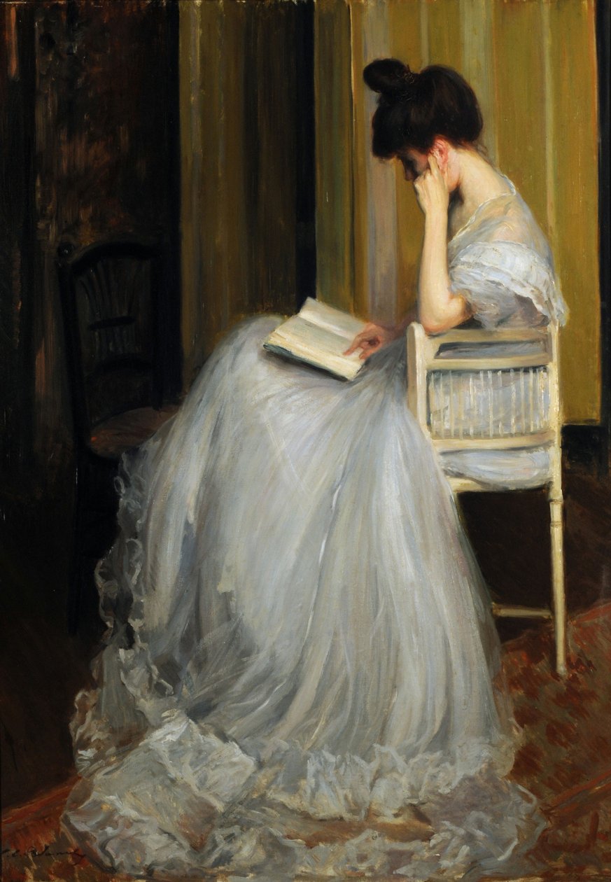 Mulher lendo (óleo sobre tela) de Jacques Emile Blanche