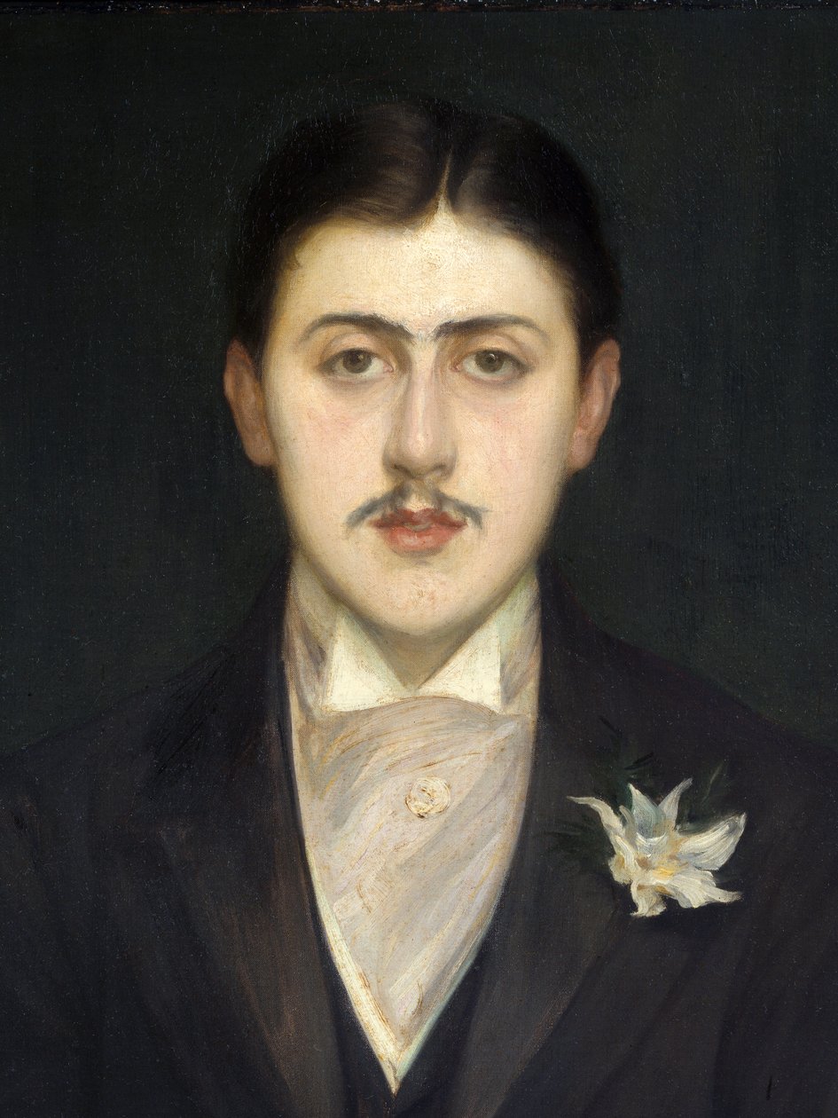 detalhe do Retrato de Marcel Proust (1871-1922), escritor francês. Pintura de Jacques Emile (Jacques-Emile) Blanche (1861-1942), Oil On Canvas de Jacques Emile Blanche