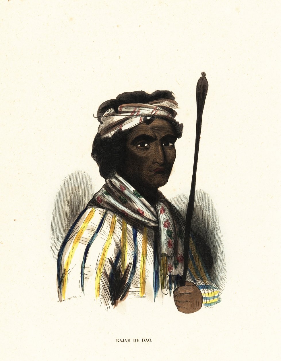 Make-Tetti, Raja of Dao, Ilhas Maluku, Indonésia de Jacques Etienne Victor (after) Arago