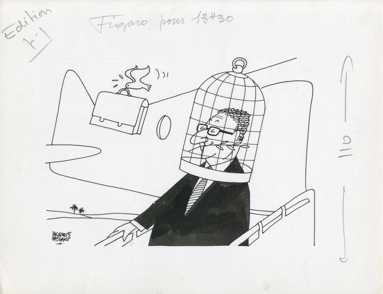Le Figaro, sátira a preto e branco de Jacques Faizant