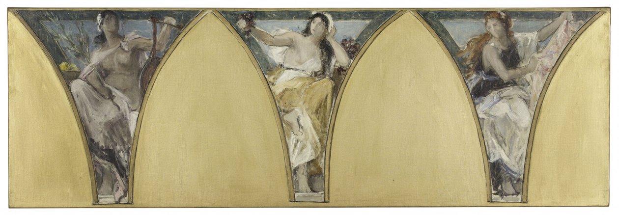 Esboço para a Câmara Municipal de Paris: Languedoc. Gascogne. Lyonnais, cerca de 1888 (óleo sobre tela) de Jacques Fernand Humbert