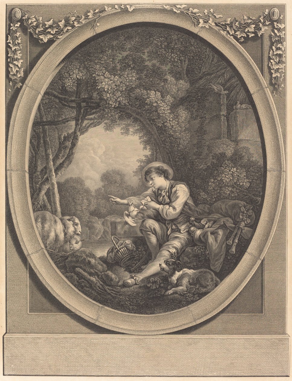 Le Départ du Courrier de Jacques Firmin Beauvarlet after François Boucher