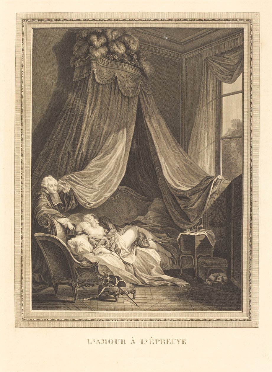 Amor em julgamento de Jacques Firmin Beauvarlet after Pierre Antoine Baudouin