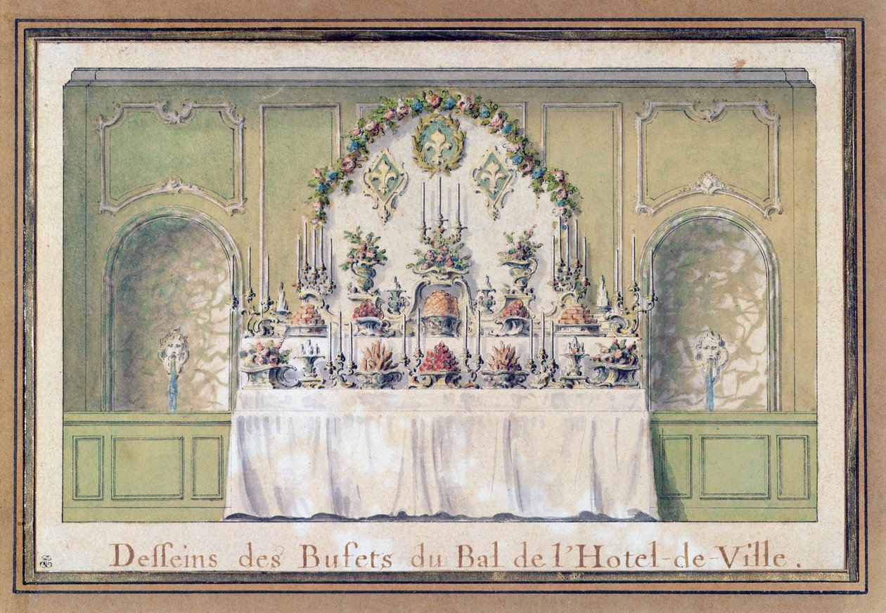 Buffet para uma bola no Hotel de Ville, Paris, 1745 de Jacques François Blondel
